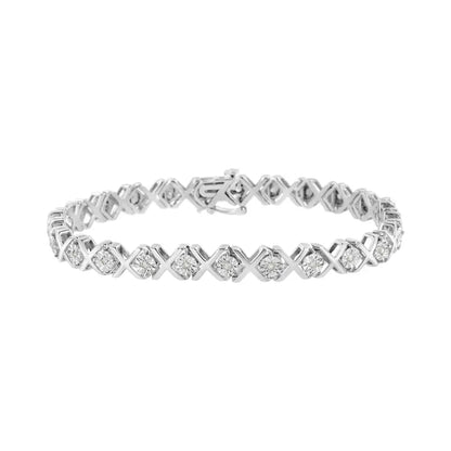 .925 Sterling Silver 1/4 Cttw Miracle Set Diamond ?X’ Link Bracelet (i-j Color I3 Clarity) - 7.25’’ - Fine