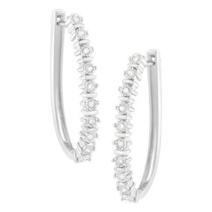 .925 Sterling Silver 1/4 Cttw Miracle-set Round-cut Diamond Hoop Earring (i-j Color I2-i3 Clarity) - Fine Jewelry