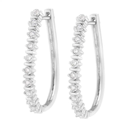 .925 Sterling Silver 1/4 Cttw Miracle-set Round-cut Diamond Hoop Earring (i-j Color I2-i3 Clarity) - Fine Jewelry