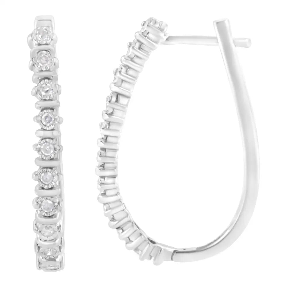 .925 Sterling Silver 1/4 Cttw Miracle-set Round-cut Diamond Hoop Earring (i-j Color I2-i3 Clarity) - Fine Jewelry