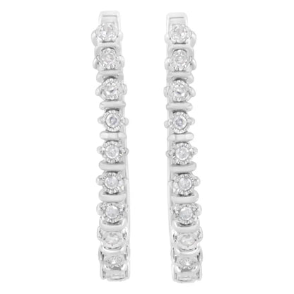 .925 Sterling Silver 1/4 Cttw Miracle-set Round-cut Diamond Hoop Earring (i-j Color I2-i3 Clarity) - Fine Jewelry