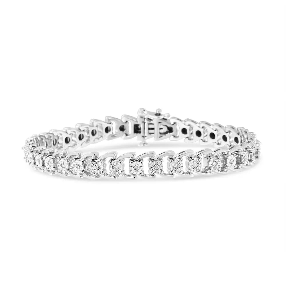 .925 Sterling Silver 1/4 Cttw Miracle Set Round Diamond Composite Open Linked Line Bracelet (i-j Color I3-promo