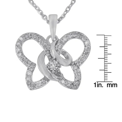 .925 Sterling Silver 1/4 Cttw Prong-set Diamond Butterfly 18’’ Pendant Necklace (h-i Color I1-i2 Clarity) - Fine