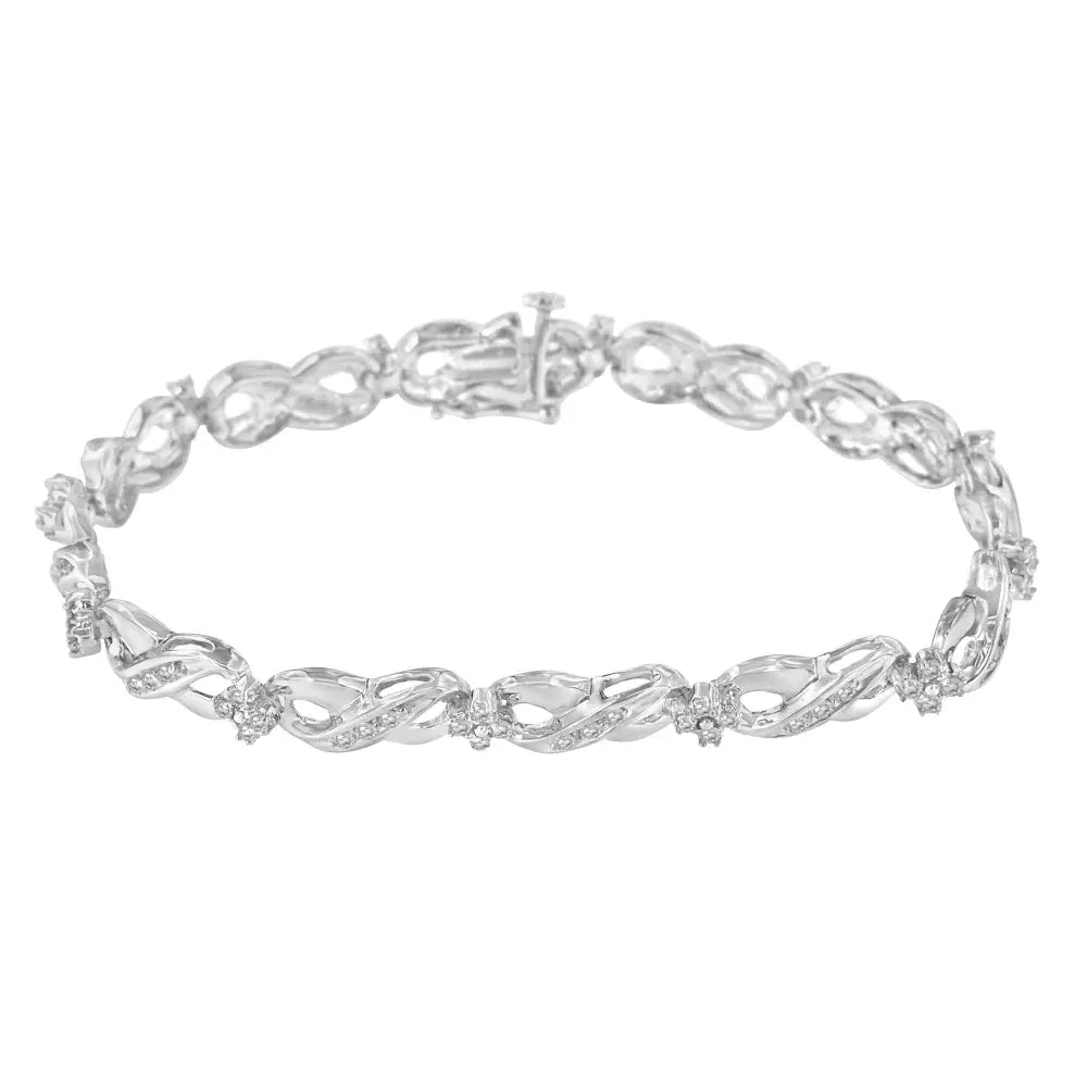 .925 Sterling Silver 1/4 Cttw Prong Set Rose-cut Diamond Infinity Link Tennis Bracelet (i-j Color I2-i3 Clarity) - Size