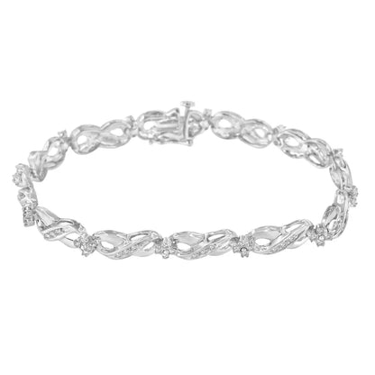 .925 Sterling Silver 1/4 Cttw Prong Set Rose-cut Diamond Infinity Link Tennis Bracelet (i-j Color I2-i3 Clarity) - Size