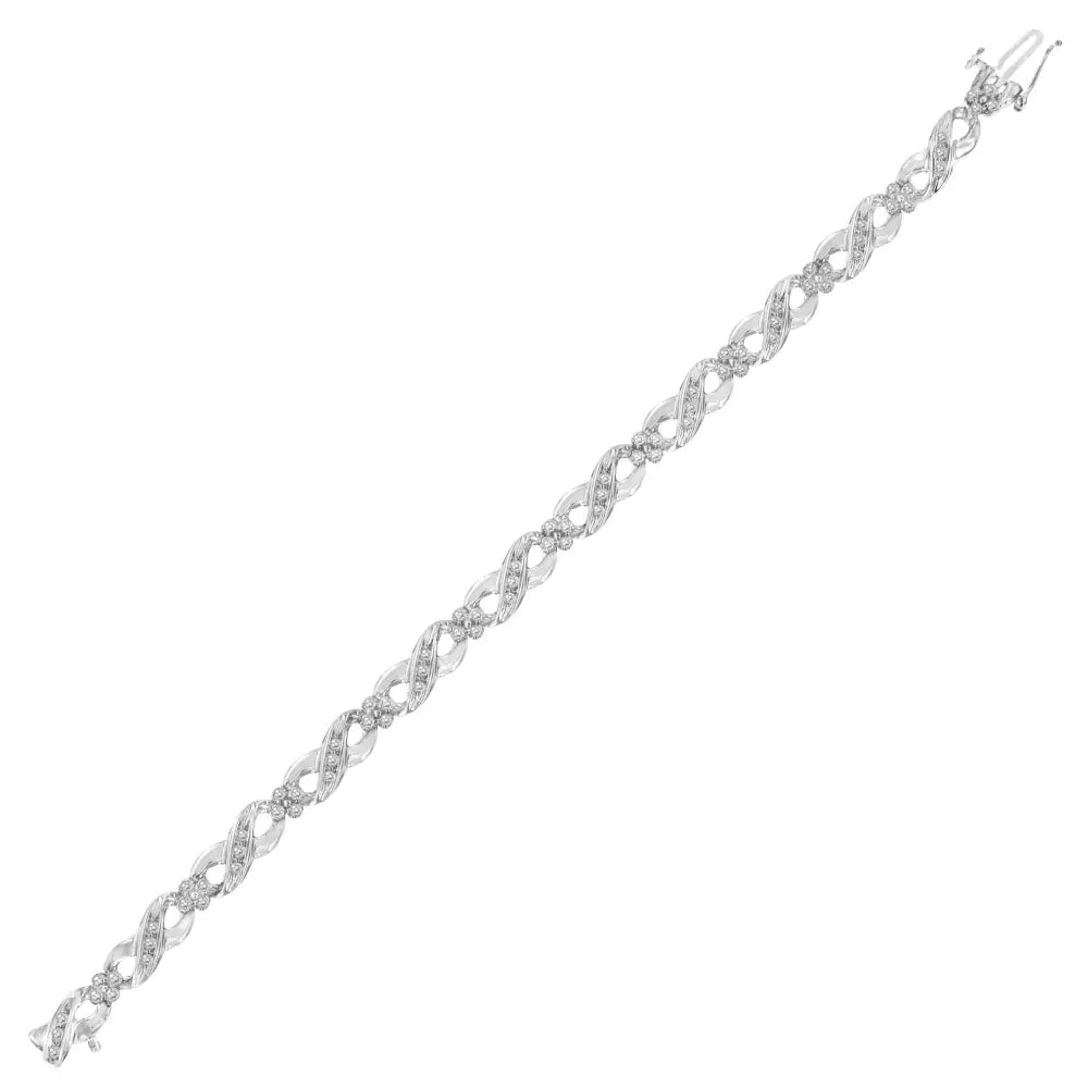 .925 Sterling Silver 1/4 Cttw Prong Set Rose-cut Diamond Infinity Link Tennis Bracelet (i-j Color I2-i3 Clarity) - Size