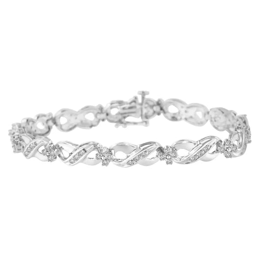 .925 Sterling Silver 1/4 Cttw Prong Set Rose-cut Diamond Infinity Link Tennis Bracelet (i-j Color I2-i3 Clarity) - Size