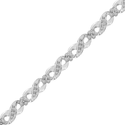 .925 Sterling Silver 1/4 Cttw Prong Set Rose-cut Diamond Infinity Link Tennis Bracelet (i-j Color I2-i3 Clarity) - Size