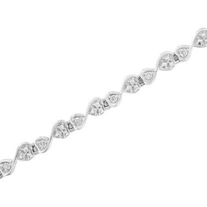 .925 Sterling Silver 1/4 Cttw Prong Set Round-cut Diamond Heart and Infinity Link Bracelet (i-j Color I2-i3 Clarity)