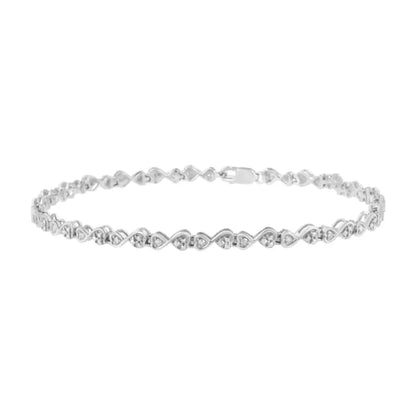 .925 Sterling Silver 1/4 Cttw Prong Set Round-cut Diamond Heart and Infinity Link Bracelet (i-j Color I2-i3 Clarity)