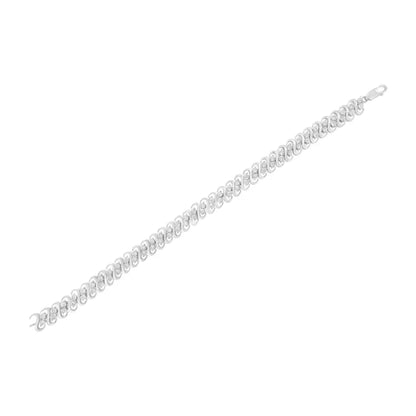 .925 Sterling Silver 1/4 Cttw Round-cut Diamond Double Row Wrapped S-link Bracelet (i-j Color I2-i3 Clarity) - Size