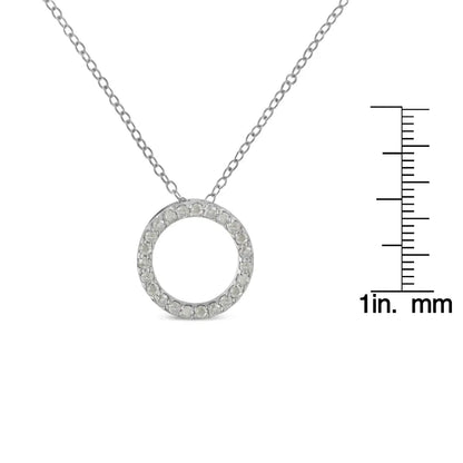 .925 Sterling Silver 1/4 Cttw Round-cut Diamond Open Circle Halo 18’’ Pendant Necklace (i-j Color I2-i3 Clarity)