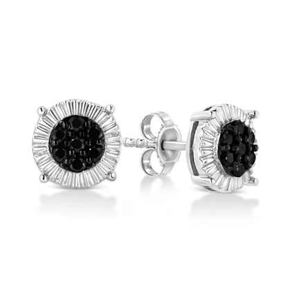 .925 Sterling Silver 1/4 Cttw Treated Diamond Cluster Flower Earrings - Fine Jewelry us Direct