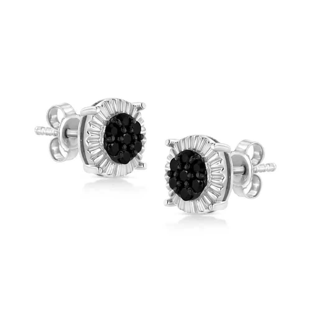 .925 Sterling Silver 1/4 Cttw Treated Diamond Cluster Flower Earrings - Fine Jewelry us Direct