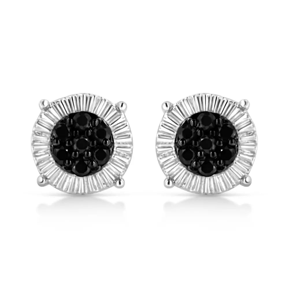 .925 Sterling Silver 1/4 Cttw Treated Diamond Cluster Flower Earrings - Fine Jewelry us Direct