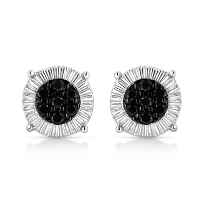 .925 Sterling Silver 1/4 Cttw Treated Diamond Cluster Flower Earrings - Fine Jewelry us Direct