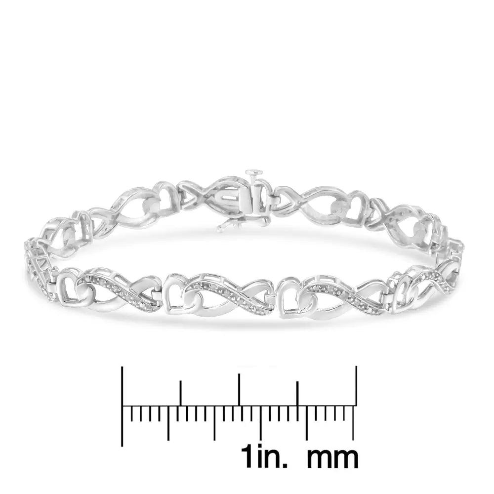 .925 Sterling Silver 1/5 Cttw Diamond 7” Infinity Heart Tennis Bracelet (h-i Color I2-i3 Clarity) - Fine Jewelry