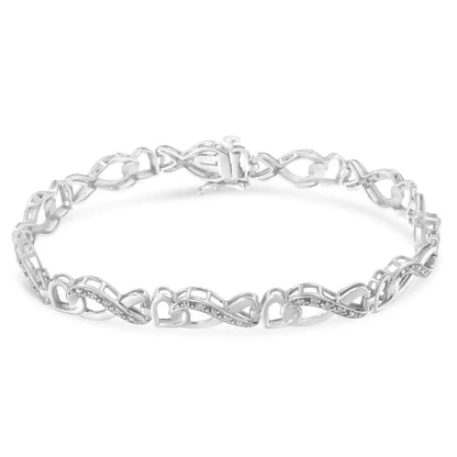 .925 Sterling Silver 1/5 Cttw Diamond 7” Infinity Heart Tennis Bracelet (h-i Color I2-i3 Clarity) - Fine Jewelry