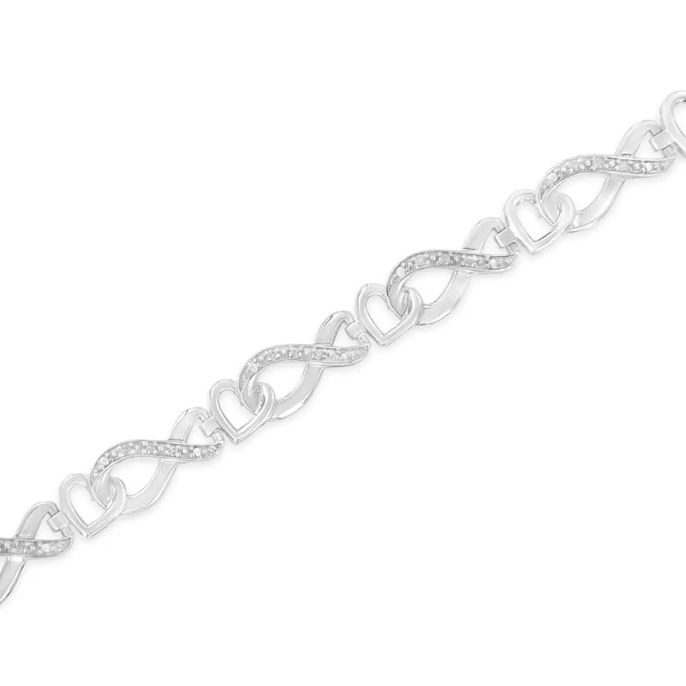 .925 Sterling Silver 1/5 Cttw Diamond 7” Infinity Heart Tennis Bracelet (h-i Color I2-i3 Clarity) - Fine Jewelry