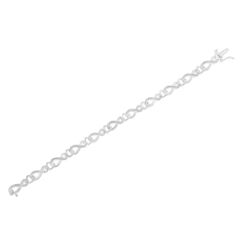 .925 Sterling Silver 1/5 Cttw Diamond 7” Infinity Heart Tennis Bracelet (h-i Color I2-i3 Clarity) - Fine Jewelry