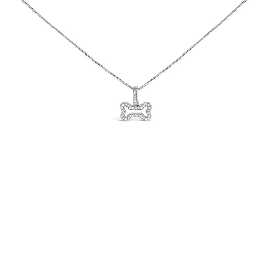 .925 Sterling Silver 1/5 Cttw Diamond Dog Bone Pendant Necklace (h-i Color I1-i2 Clarity) - 18’’ - Fine Jewelry