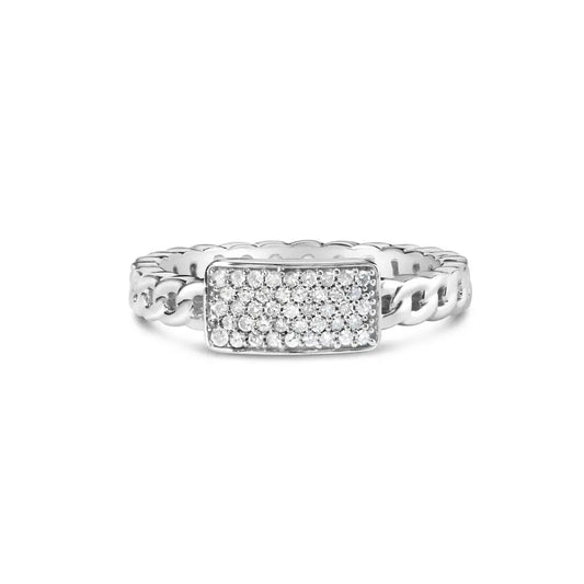 .925 Sterling Silver 1/5 Cttw Diamond Id and Cuban Link Band Ring (i-j Color I2-i3 Clarity) - Fine Jewelry us Direct