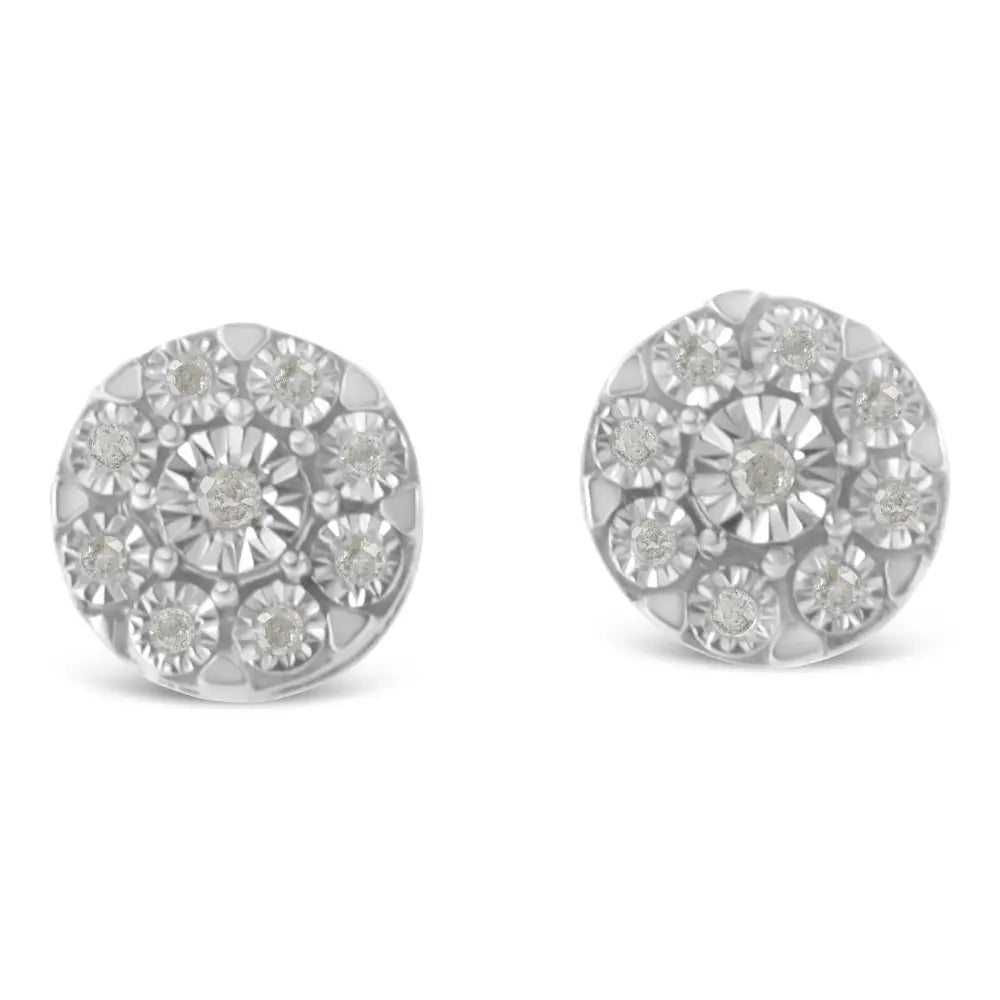 .925 Sterling Silver 1/5 Cttw Diamond Miracle-set Floral Cluster Push Back Stud Earrings (i-j Color I2-i3 Clarity)