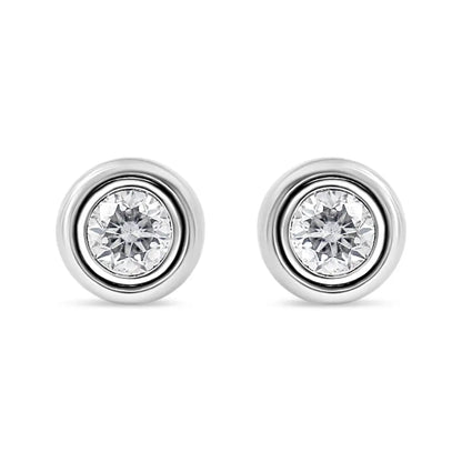 Elegant Lab-grown Round Brilliant-cut Diamond Studs in Sterling Silver