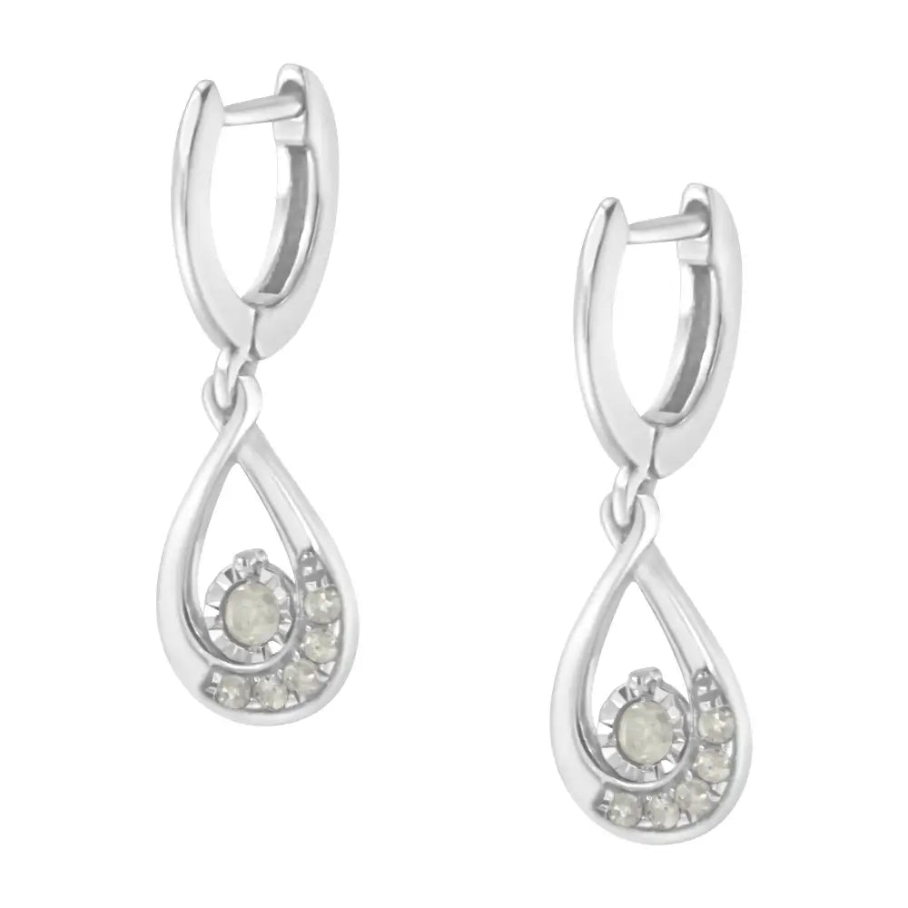 .925 Sterling-silver 1/5 Cttw Miracle-set Round Diamond Drop and Dangle Hoop Earring (i-j Color I3 Clarity) - Fine