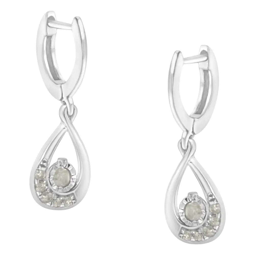 .925 Sterling-silver 1/5 Cttw Miracle-set Round Diamond Drop and Dangle Hoop Earring (i-j Color I3 Clarity) - Fine