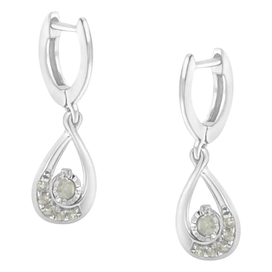 .925 Sterling-silver 1/5 Cttw Miracle-set Round Diamond Drop and Dangle Hoop Earring (i-j Color I3 Clarity) - Fine