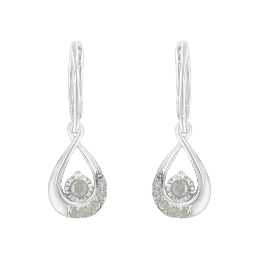 .925 Sterling-silver 1/5 Cttw Miracle-set Round Diamond Drop and Dangle Hoop Earring (i-j Color I3 Clarity) - Fine