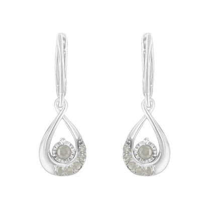 .925 Sterling-silver 1/5 Cttw Miracle-set Round Diamond Drop and Dangle Hoop Earring (i-j Color I3 Clarity) - Fine