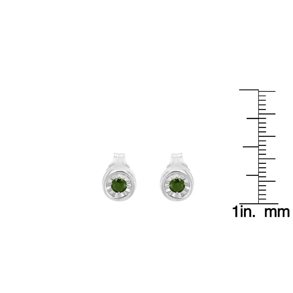 .925 Sterling Silver 1/5 Cttw Round Brilliant-cut Green Diamond Miracle-set Stud Earrings (fancy Color-enhanced I1-i2