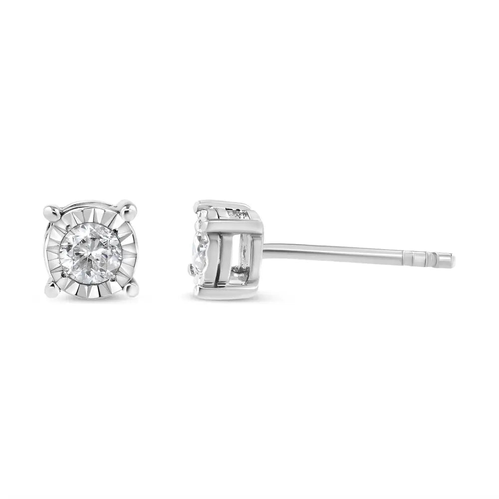 .925 Sterling Silver 1/5 Cttw Round Near Colorless Diamond Miracle-set Stud Earrings - Fine Jewelry us Direct