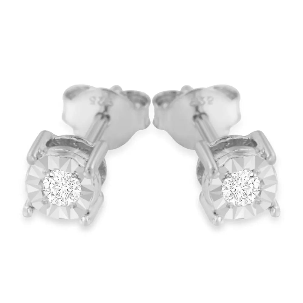 .925 Sterling Silver 1/5 Cttw Round Near Colorless Diamond Miracle-set Stud Earrings - Fine Jewelry us Direct