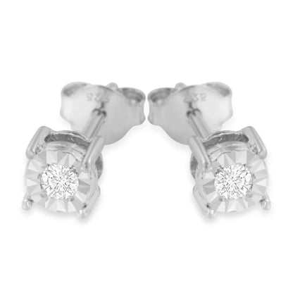 .925 Sterling Silver 1/5 Cttw Round Near Colorless Diamond Miracle-set Stud Earrings - Fine Jewelry us Direct