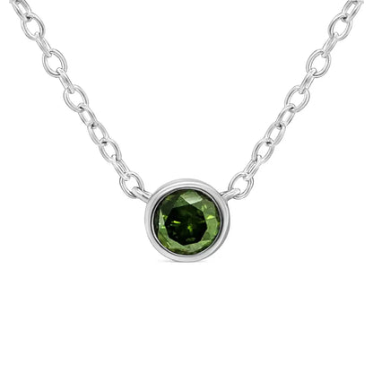 .925 Sterling Silver 1/5 Cttw Treated Green Diamond Solitaire Bezel 18’’ Pendant Necklace (green Color I1-i2