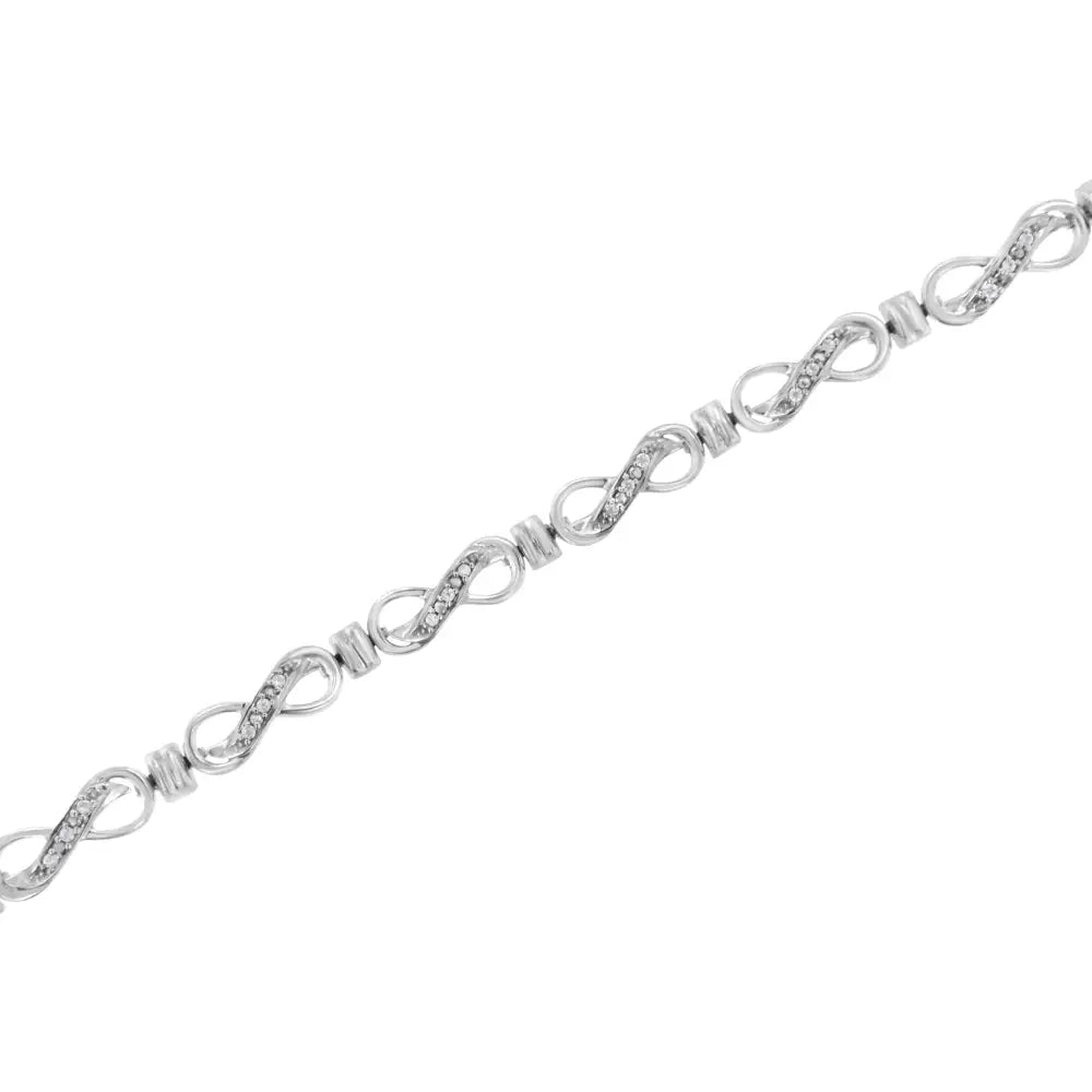 .925 Sterling Silver 1/6 Cttw Diamond Accent Infinity Link Bracelet (i-j Color I3 Promo Clarity) - 7’’ - Fine