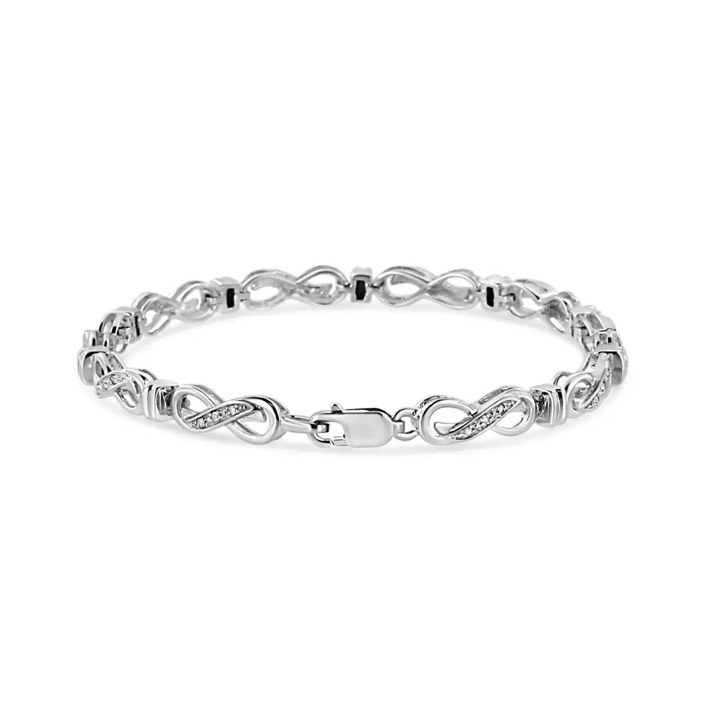 .925 Sterling Silver 1/6 Cttw Diamond Accent Infinity Link Bracelet (i-j Color I3 Promo Clarity) - 7’’ - Fine