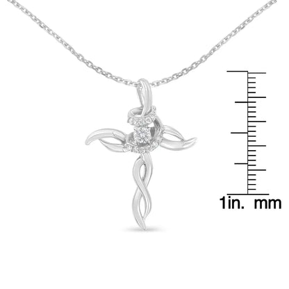 .925 Sterling Silver 1/6 Cttw Diamond Cross Pendant Necklace (h-i I1-i2) - Fine Jewelry us Direct