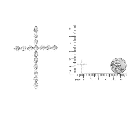 .925 Sterling Silver 1/6 Cttw Diamond Cross Pendant Necklace (i-j I1-i2) - Fine Jewelry us Direct