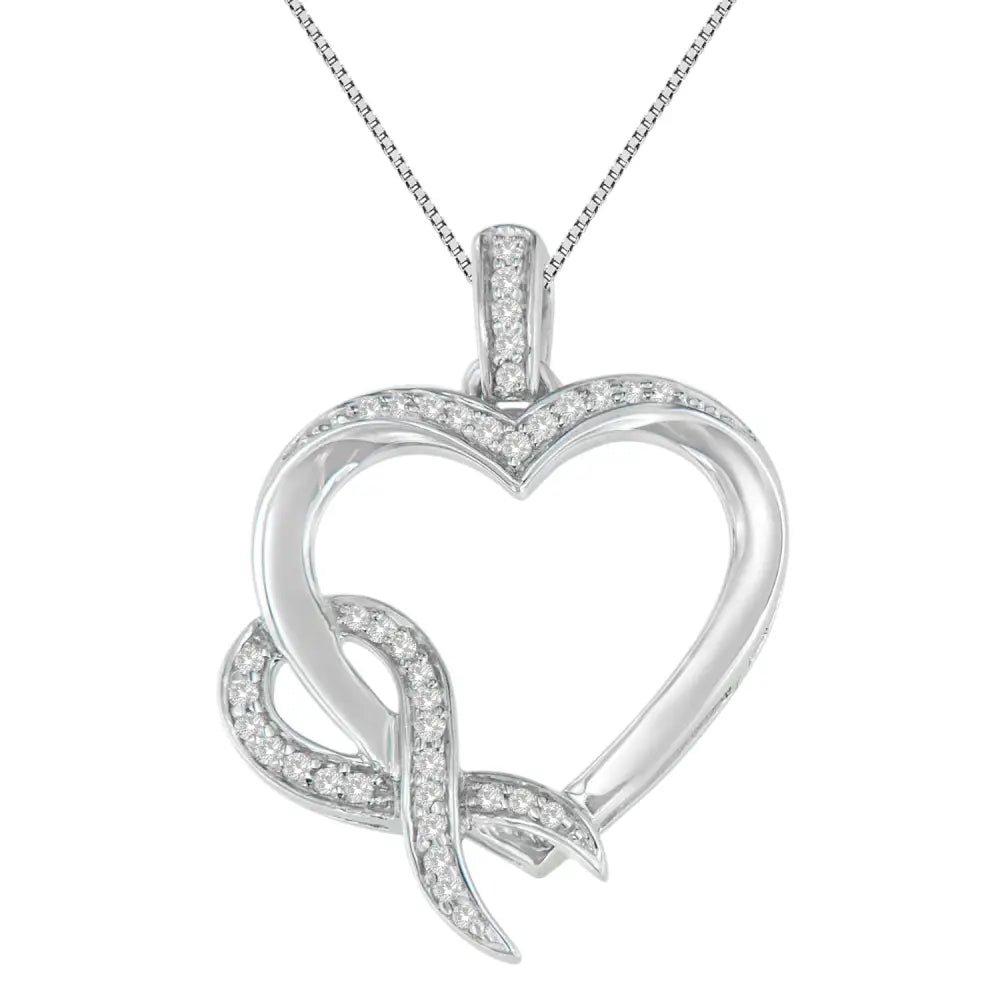 .925 Sterling Silver 1/6 Cttw Diamond Heart Pendant Necklace (h-i I1-i2) - Fine Jewelry us Direct