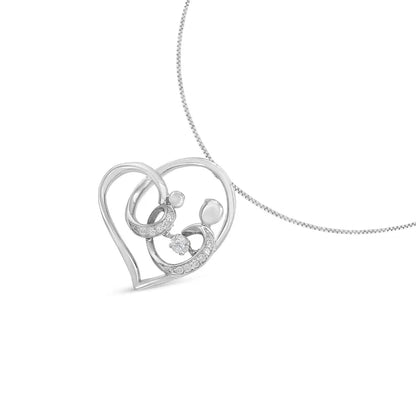 .925 Sterling Silver 1/6 Cttw Diamond Heart Pendant Necklace (h-i I1-i2) - Fine Jewelry us Direct