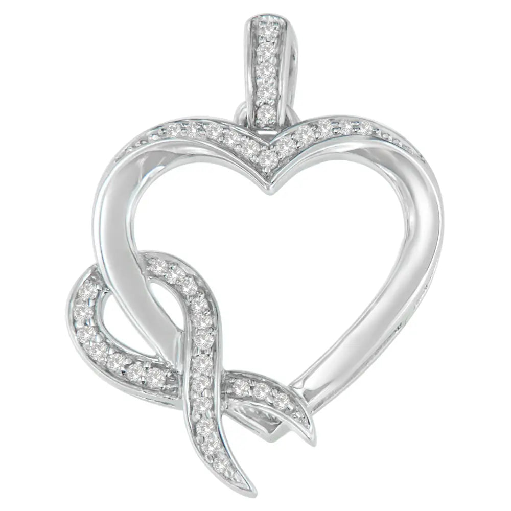 .925 Sterling Silver 1/6 Cttw Diamond Heart Pendant Necklace (h-i I1-i2) - Fine Jewelry us Direct