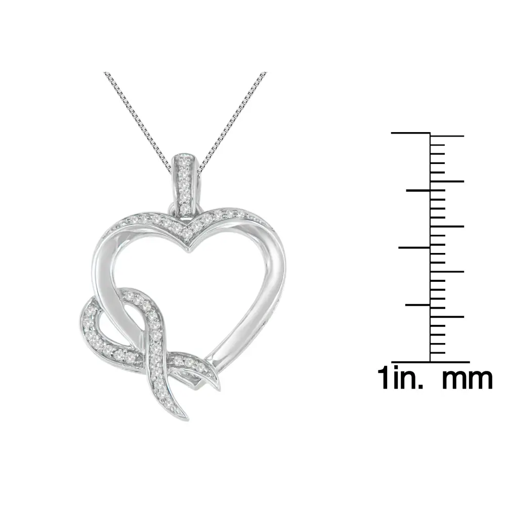 .925 Sterling Silver 1/6 Cttw Diamond Heart Pendant Necklace (h-i I1-i2) - Fine Jewelry us Direct