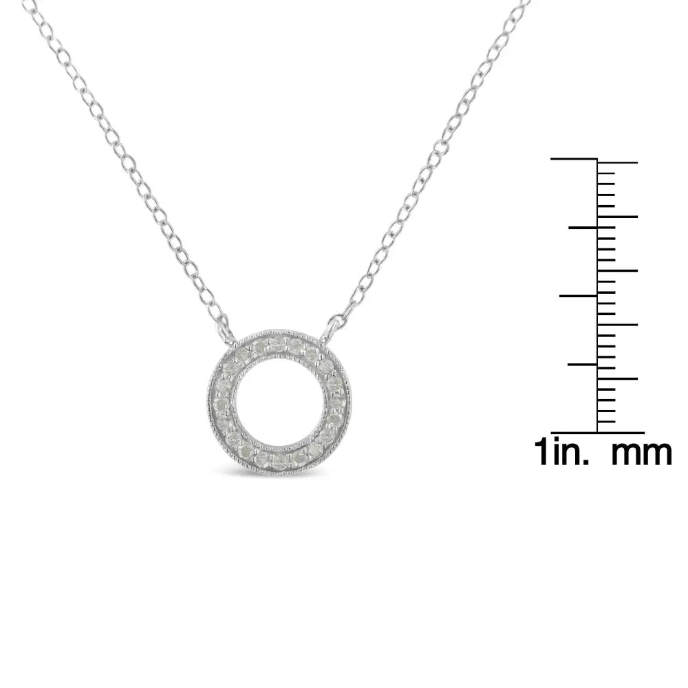 .925 Sterling Silver 1/6 Cttw Diamond Hoop Circle Pendant Necklace (i-j I3-promo) - Fine Jewelry us Direct