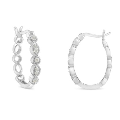 .925 Sterling Silver 1/6 Cttw Diamond Milgrain Hoop Earring (i-j Color I3 Clarity) - Fine Jewelry us Direct