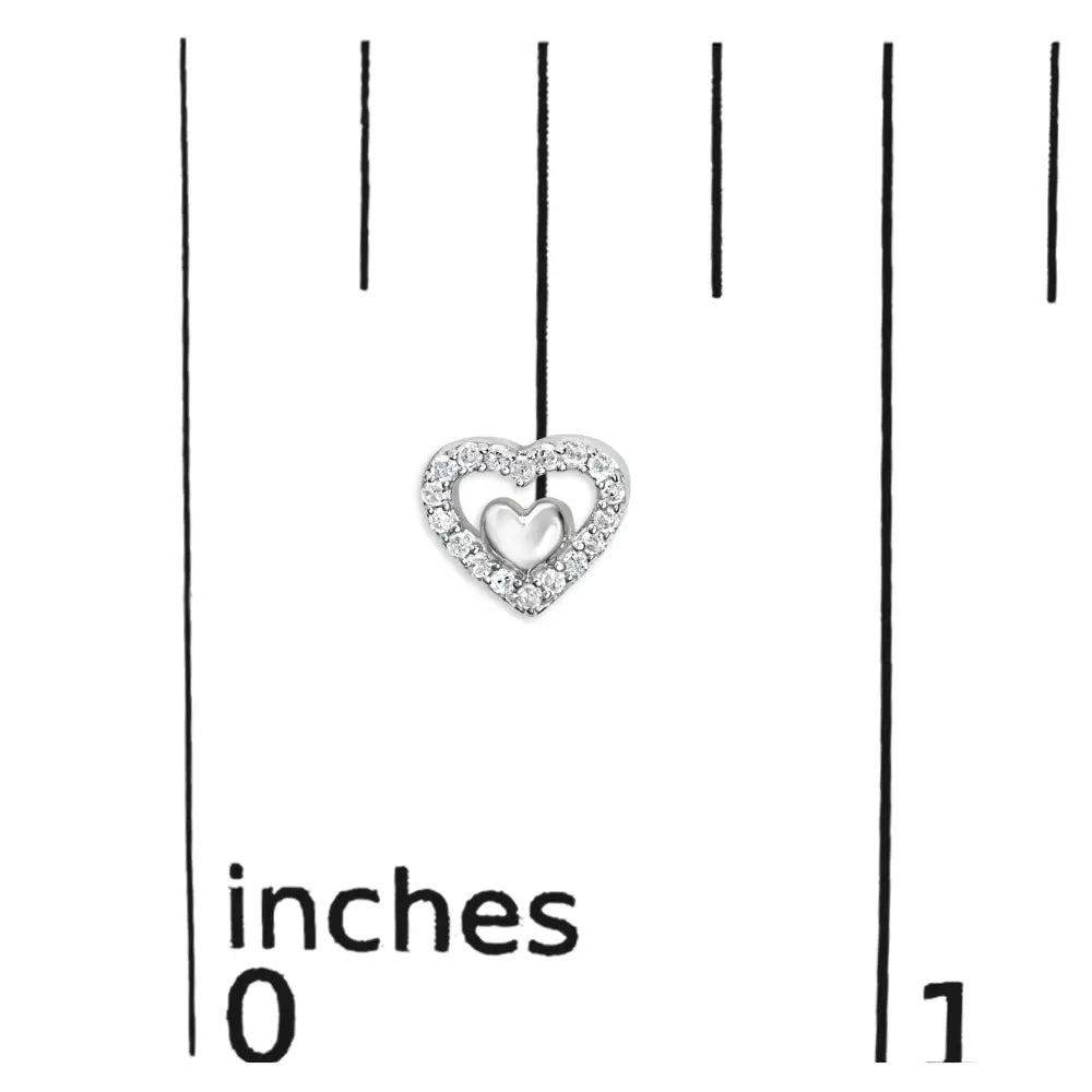 925 Sterling Silver 1/6 Cttw Diamond Open Double Heart Stud Earrings - Choice of Color - Fine Jewelry us Direct