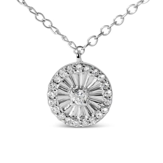 .925 Sterling Silver 1/6 Cttw Diamond Wheel and Spoke Pendant Necklace (h-i Color I2-i3 Clarity) - 18’’ - Fine